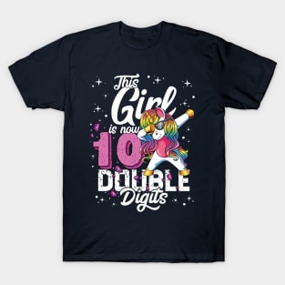 This Girl Is Now 10 Double Digits Dabbing Unicorn Birthday Gift T-Shirt